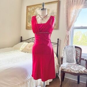 red satin fairy dress  Y2K fiesta red satin midi dress size xs